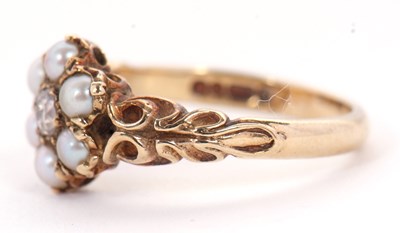 Lot 42 - A 9ct split pearl and diamond ring, the...