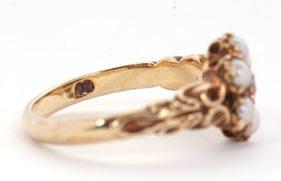 Lot 42 - A 9ct split pearl and diamond ring, the...