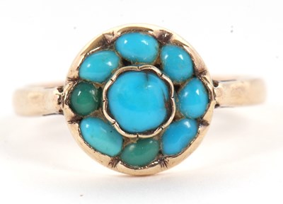 Lot 45 - A turquoise cluster ring, set with round...