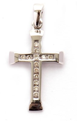 Lot 96 - A diamond cross pendant, with channel set...