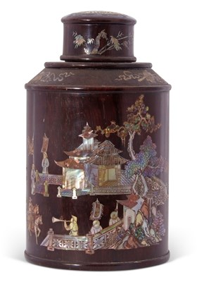 Lot 155 - Chinese hardwood caddy decorated in mother of...