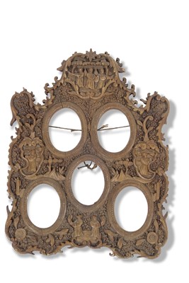 Lot 164 - Late Qing dynasty carved wooden photo frame...