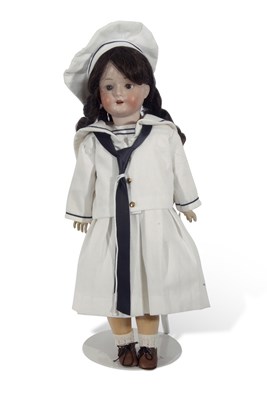 Lot 187 - Doll dressed in naval uniform by Strobel &...
