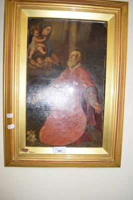 Lot 707 - OLEOGRAPH STUDY - KNEELING SAINT, IN A GILT...