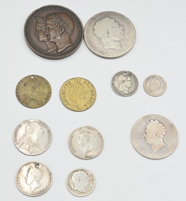 Lot 174 - Small quantity of GRIII and William IV silver...