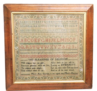 Lot 133 - An early 19th century sampler, with alphabet,...