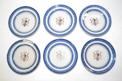 Lot 237 - Group of six small Chinese porcelain plates,...
