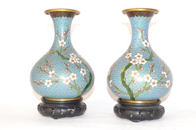 Lot 229 - A pair of Cloisonne vases of baluster form...