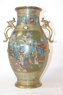 Lot 226 - A Chinese brass vase with a polychrome...