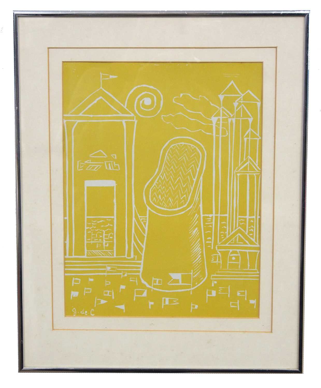 Lot 136 - J. de. C, chromolithograph, 30x23cm, framed...