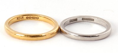 Lot 196 - Two wedding bands: to include a 22ct ring,...