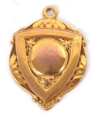 Lot 168 - A 9ct medalllion, the shield shape medallion...