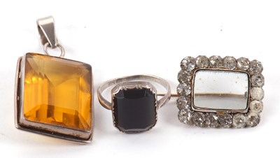 Lot 156 - A white paste brooch with glazed central panel,...