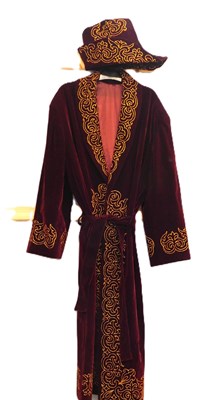 Lot 175 - A gentleman's red velvet and gold embroidered...