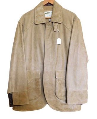 Lot 163 - A gentleman's Orvis leather jacket, button...