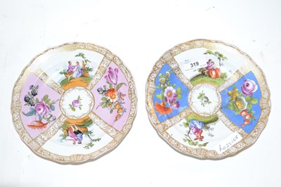 Lot 336 - Two Meissen or Dresden style plates with...