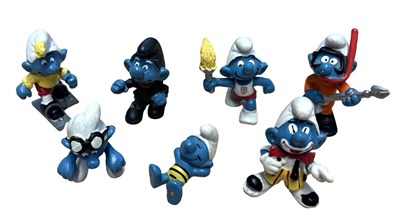 Lot 201 - A collection of vintage German Smurf figurines,...