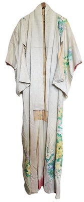Lot 7 - A mid 20th century painted floral kimono