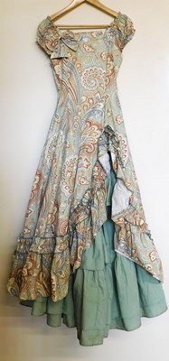 Lot 69 - A reproduction Victorian style dress, in green...
