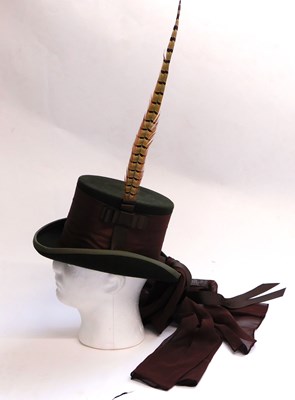 Lot 77 - A lady's green and brown top hat by BlackPin,...