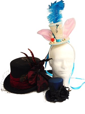 Lot 75 - Three Steampunk style hats, to include a black...