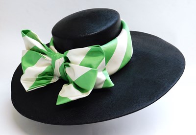 Lot 81 - A Jules B black straw hat with custom green...