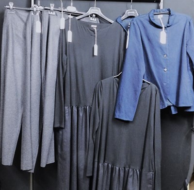 Lot 31 - Apuntob: Two black jersey drop waisted long...