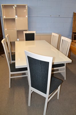 Lot 430 - A modern cream finish high gloss dining room...