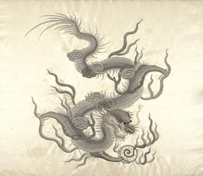 Lot 516 - A Large Embroidered Chinese Silk Dragon On A...