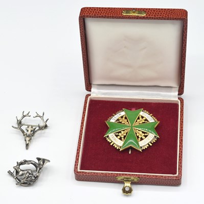 Lot 12 - Cased enamelled and silver gilt Knights Cross...