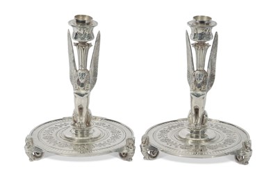 Lot 297 - Pair of Elkington & Co silver plated Egyptian...