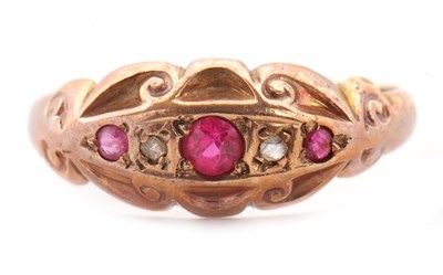 Lot 8 - An Edwardian ruby and diamond ring, the...