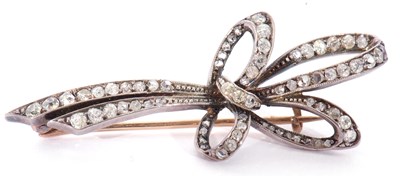 Lot 226 - Antique diamond brooch, a tied ribbon design...