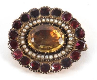 Lot 102 - A 19th century gemset brooch, the central foil...