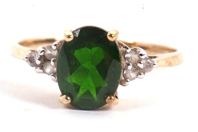 Lot 58 - A 9ct diopside and white stone ring, the...