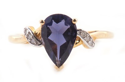 Lot 68 - A 9ct iolite and diamond ring, the pear shaped...