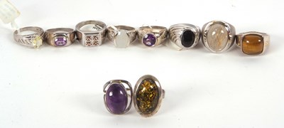 Lot 254 - Ten gemset rings: to include amethyst,...