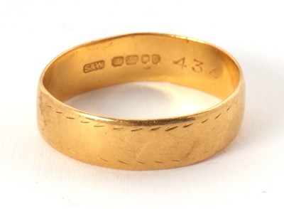 Lot 202 - A 22ct wedding band, hallmarked London 1962,...