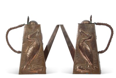 Lot 377 - Newlyn Copper, a pair of coffee or hot water...