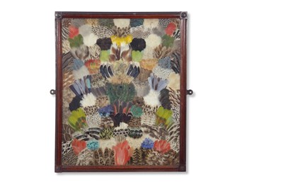 Lot 386 - An unusual Victorian feather mosaic picture...