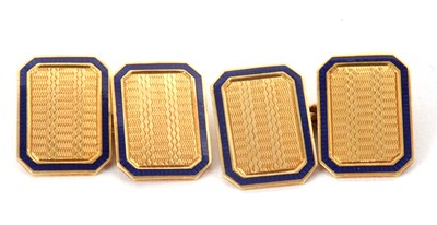 Lot 190 - A pair of 18ct cufflinks, the rectangular...