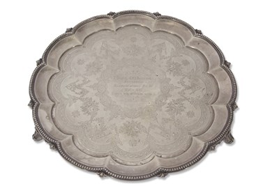 Lot 296 - Victorian presentation salver of lobed...