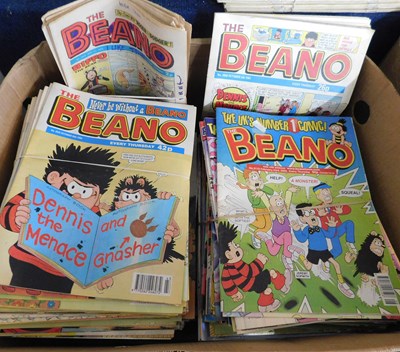 Lot 98 - Two boxes: good quantity Beano comic 1995-96,...
