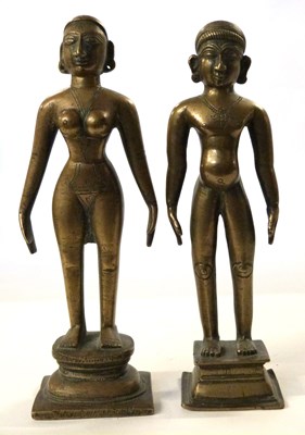 Lot 230 - Pair of brass Indian Marapachi dolls on...