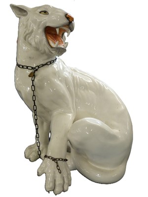 Lot 238 - A large white glazed model of a panther, 76cm...