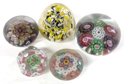 Lot 239 - Group of five paperweights, all with typical...