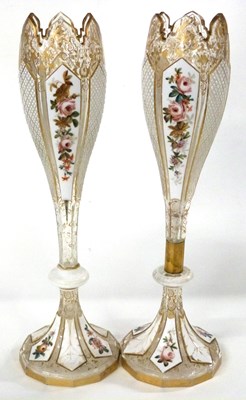 Lot 240 - Pair of Bohemian style vases with white...