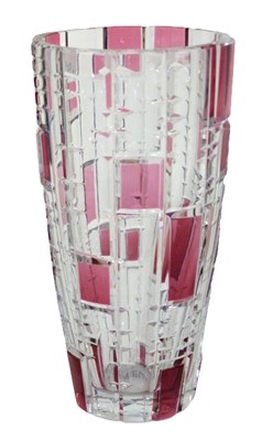 Lot 244 - A large Art Glass vase with pink chequered...