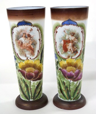 Lot 247 - A pair of opaline glass vases, late 19th...