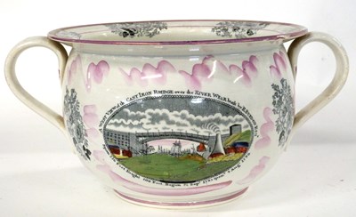 Lot 252 - A Sunderland lustre humerous style chamber pot...
